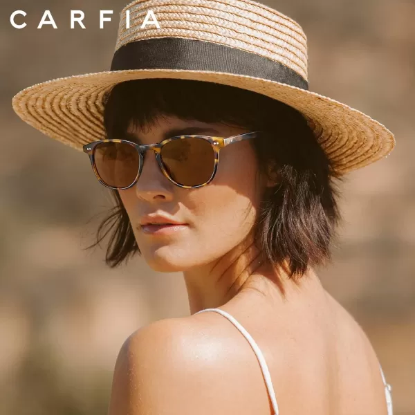 CARFIA Retro Polarized Sunglasses for Women Small and Medium Face UV Protection Handcrafted Acetate Frame Sunnies CA52852 Tortoise Frame Brown Lens