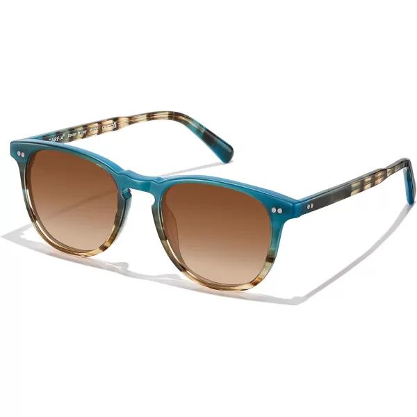 CARFIA Retro Polarized Sunglasses for Women Small and Medium Face UV Protection Handcrafted Acetate Frame Sunnies CA52853 Ocean Blue Tortoise Frame Gradient Brown Lens