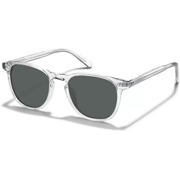 CARFIA Retro Polarized Sunglasses for Women Small and Medium Face UV Protection Handcrafted Acetate Frame Sunnies CA52856 Transparent Frame Grey Lens