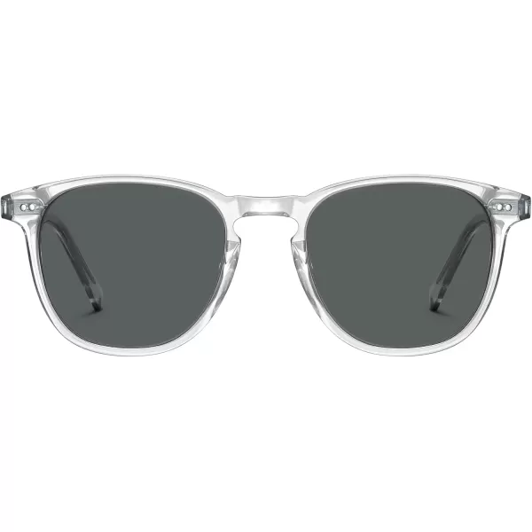 CARFIA Retro Polarized Sunglasses for Women Small and Medium Face UV Protection Handcrafted Acetate Frame Sunnies CA52856 Transparent Frame Grey Lens
