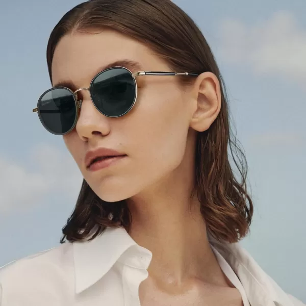 CARFIA Retro Small Round Polarized Womens Sunglasses UV Protection Trendy Vintage Stylish Designer Sunglasses CA1949C Metal  Black Frame  Grey Lens