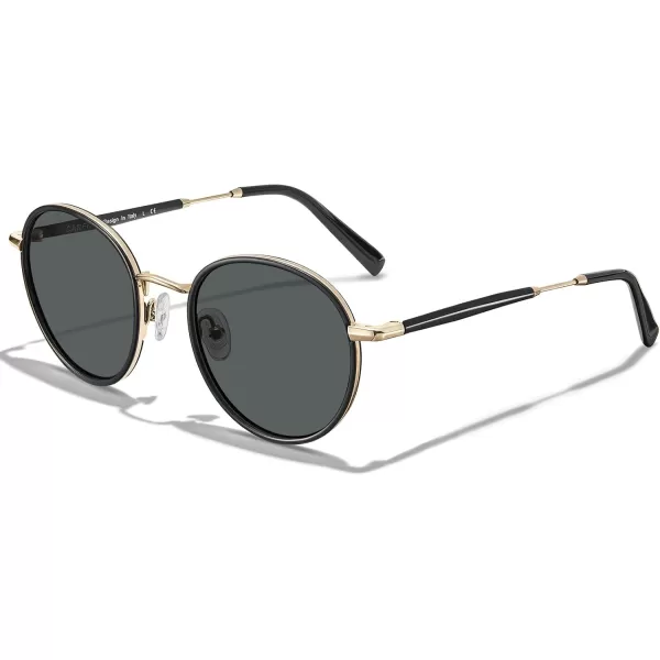 CARFIA Retro Small Round Polarized Womens Sunglasses UV Protection Trendy Vintage Stylish Designer Sunglasses CA1949C Metal  Black Frame  Grey Lens