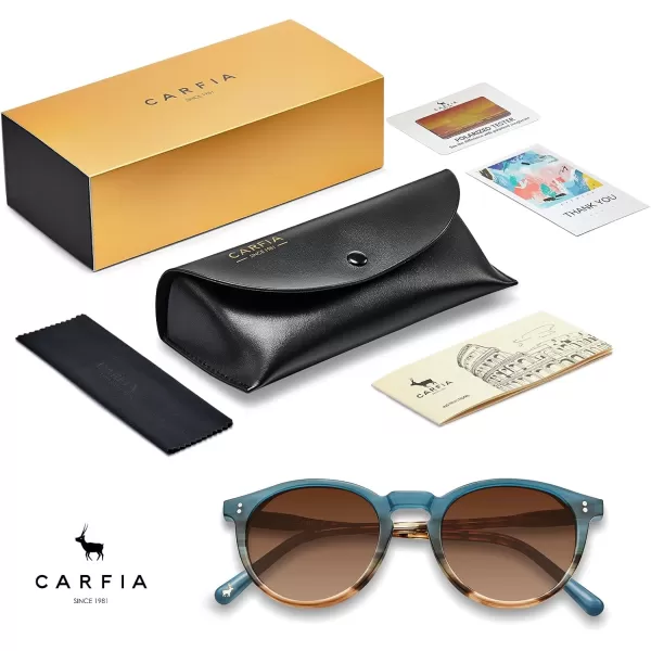 CARFIA Round Polarized Sunglasses for Women Small Face UV Protection Acetate Frame Classic Retro Style CA23021 Gradient Brown Lens
