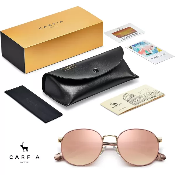 CARFIA Small Round Polarized Sunglasses for Women UV Protection CA1947Pink Mirror