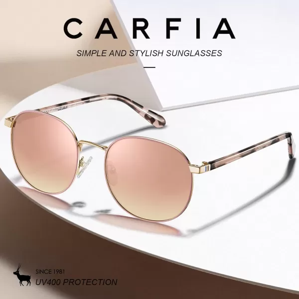 CARFIA Small Round Polarized Sunglasses for Women UV Protection CA1947Pink Mirror