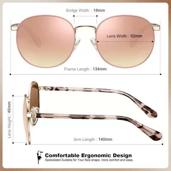 CARFIA Small Round Polarized Sunglasses for Women UV Protection CA1947Pink Mirror