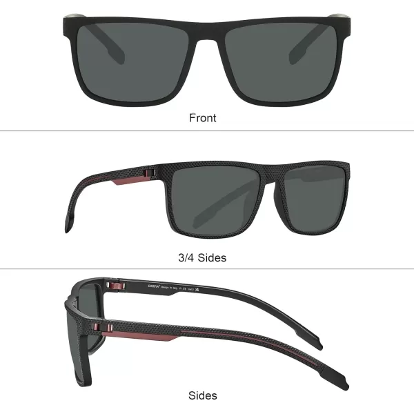CARFIA Sporting Polarized Mens Sunglasses UV Protection Lightweight TR90 Frame Sunnies for Fishing Hiking Driving CyclingBlack Frame Grey Lens Red Arm