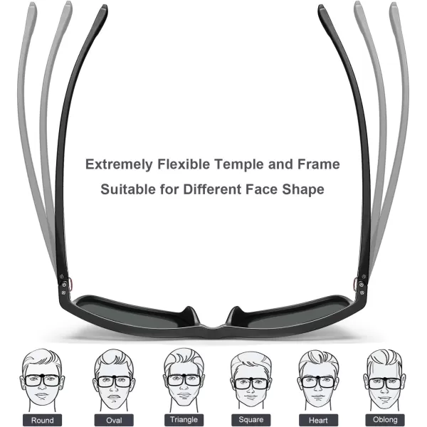 CARFIA Sporting Polarized Mens Sunglasses UV Protection Lightweight TR90 Frame Sunnies for Fishing Hiking Driving CyclingBlack Frame Grey Lens Red Arm