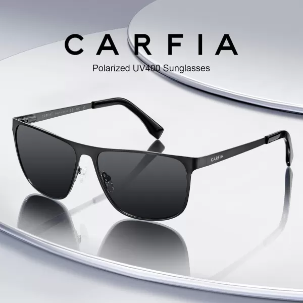 CARFIA Spring Hinge Metal Polarized Sunglasses for Men UV400 Protection Lightweight Rectangular Sun Glasses2  Matte Gun Frame Grey Lens