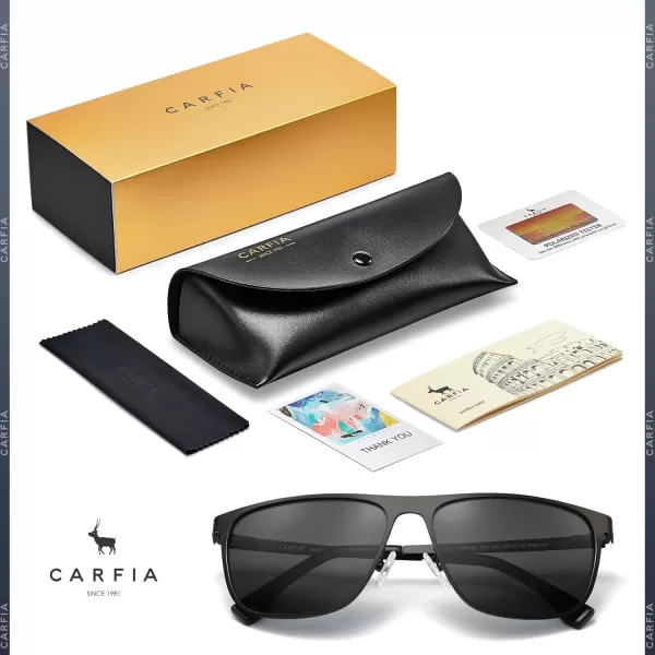 CARFIA Spring Hinge Metal Polarized Sunglasses for Men UV400 Protection Lightweight Rectangular Sun Glasses2  Matte Gun Frame Grey Lens
