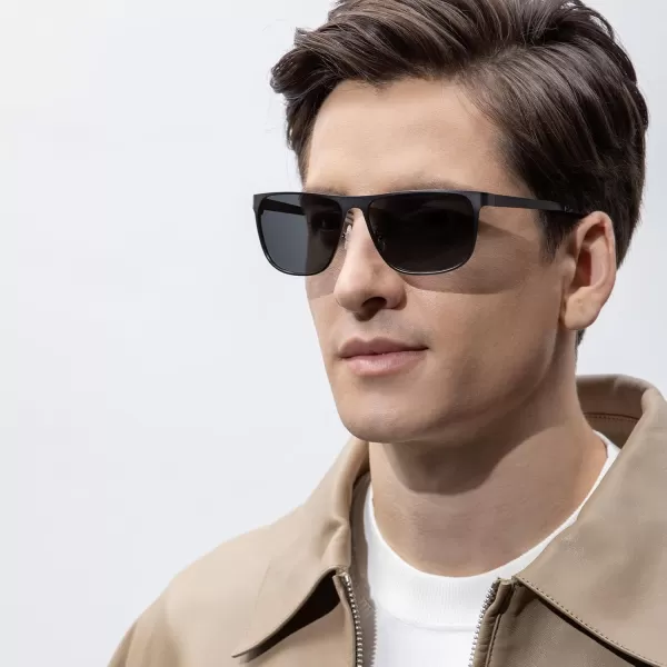 CARFIA Spring Hinge Metal Polarized Sunglasses for Men UV400 Protection Lightweight Rectangular Sun Glasses2  Matte Gun Frame Grey Lens