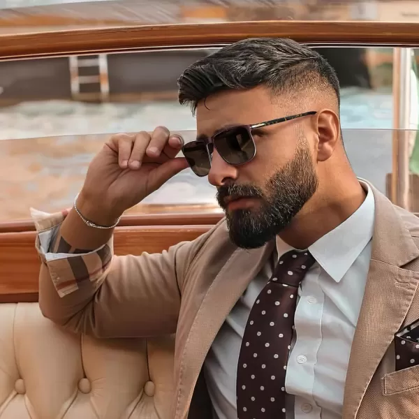 CARFIA Square Polarized Sunglasses for Men UV400 Protection Wide Metal Frame Driving Golf Glasses21bronze Frame Brown Lenses