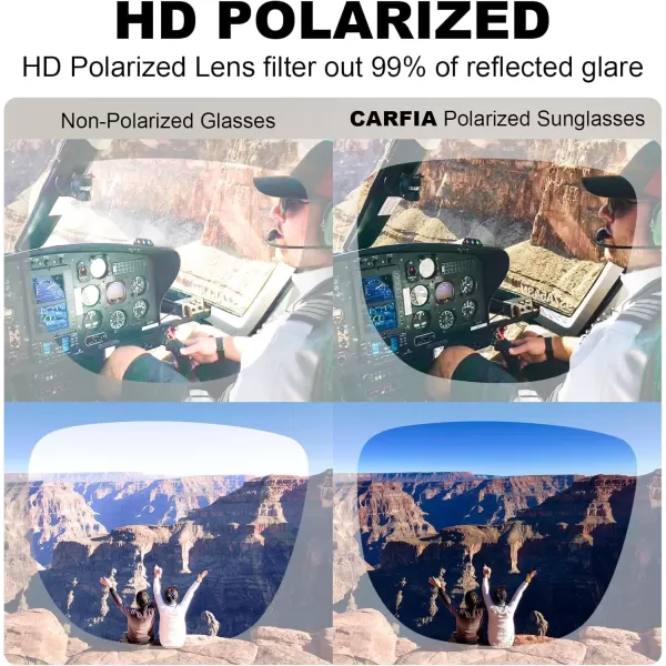 CARFIA Square Polarized Sunglasses for Men UV400 Protection Wide Metal Frame Driving Golf Glasses3black Tortoise Frame  Grey Lens
