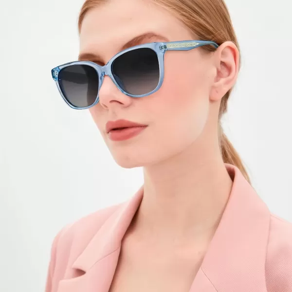 CARFIA Square Polarized Sunglasses for Women UV Protection Italian Design Retro Embossed Pattern Wire Core Driving Shades5blue Transparent Frame Gray Lenses