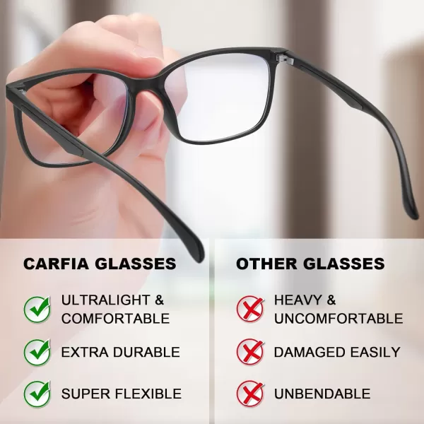 CARFIA Stylish Blue Light Blocking Glasses  Lightweight Eyeglasses Filter Blue Ray Computer Game Glasses wCaseBlack Frame