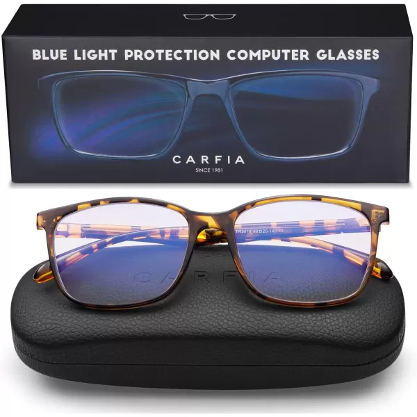 CARFIA Stylish Blue Light Blocking Glasses  Lightweight Eyeglasses Filter Blue Ray Computer Game Glasses wCaseTortoise Frame