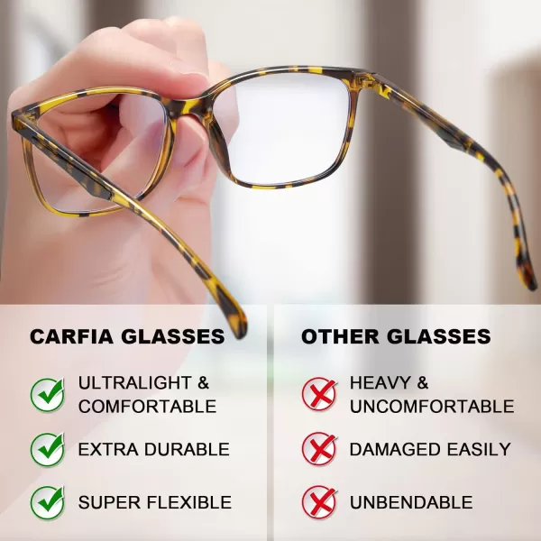 CARFIA Stylish Blue Light Blocking Glasses  Lightweight Eyeglasses Filter Blue Ray Computer Game Glasses wCaseTortoise Frame