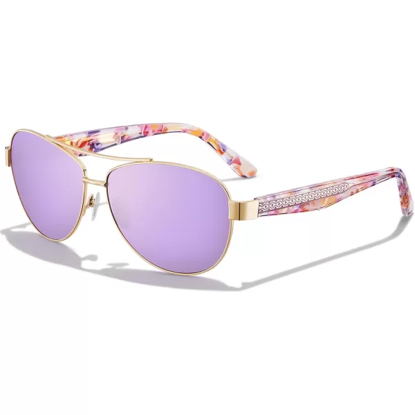 CARFIA Trendy Pilot Sunglasses for Women Polarized UV Protection Handcrafted Acetate Temples for Walking Driving CA23053purple Floral Temple  Purple Mirrored Lens