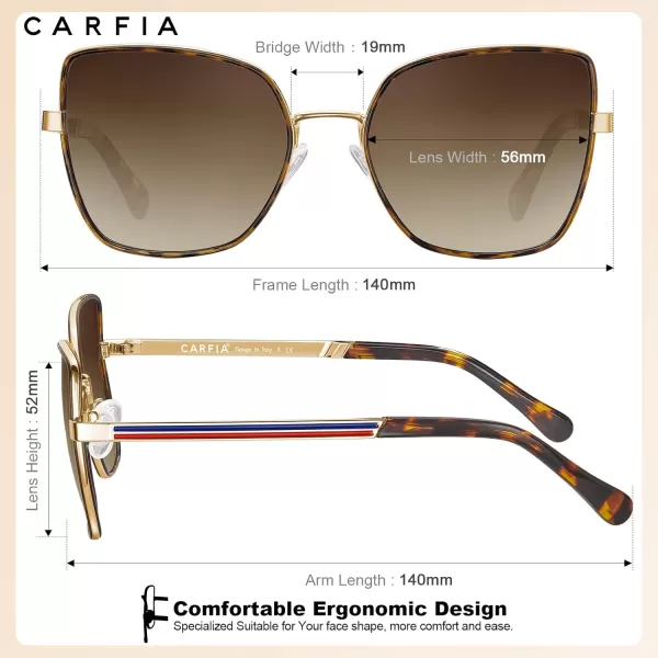CARFIA Trendy Square Metal Sunglasses for Women Polarized UV Sun Protection Nickelfree Plating Frame CA5385