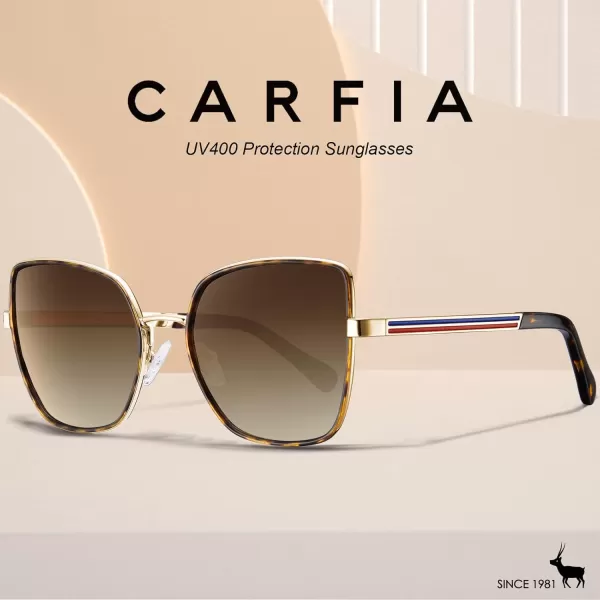 CARFIA Trendy Square Metal Sunglasses for Women Polarized UV Sun Protection Nickelfree Plating Frame CA5385