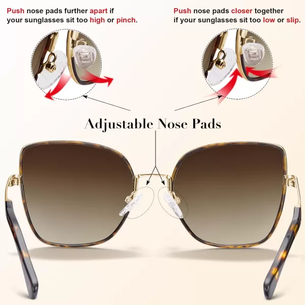 CARFIA Trendy Square Metal Sunglasses for Women Polarized UV Sun Protection Nickelfree Plating Frame CA5385