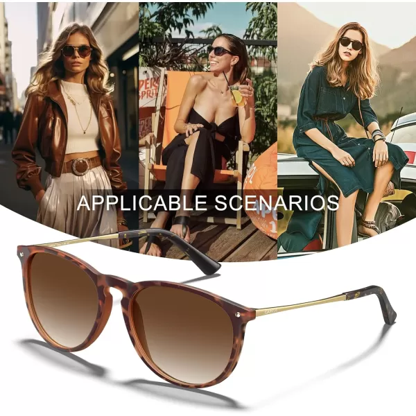 CARFIA Trendy Sunglasses for Women Polarized UV Protection Classic Retro Style CA51001 Brown Gradient Lens Gold Temple