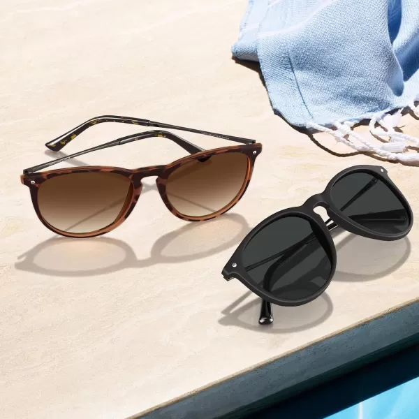 CARFIA Trendy Sunglasses for Women Polarized UV Protection Classic Retro Style CA51002 Brown Gradient Lens Silver Temple