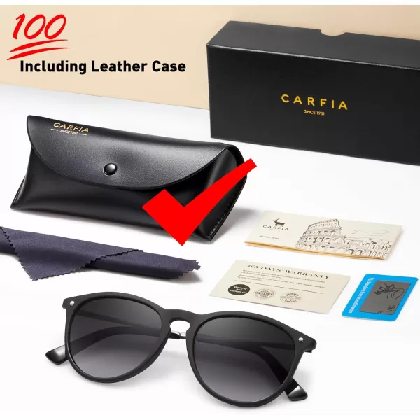 CARFIA Trendy Sunglasses for Women Polarized UV Protection Classic Retro Style CA51002 Grey Gradient Lens Silver Temple