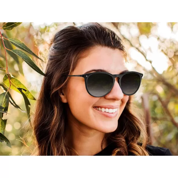 CARFIA Trendy Sunglasses for Women Polarized UV Protection Classic Retro Style CA51002 Grey Gradient Lens Silver Temple