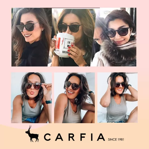 CARFIA Trendy Sunglasses for Women Polarized UV Protection Classic Retro Style CA51002 Grey Gradient Lens Silver Temple