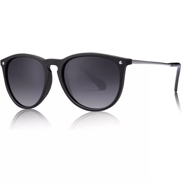 CARFIA Trendy Sunglasses for Women Polarized UV Protection Classic Retro Style CA51002 Grey Gradient Lens Silver Temple