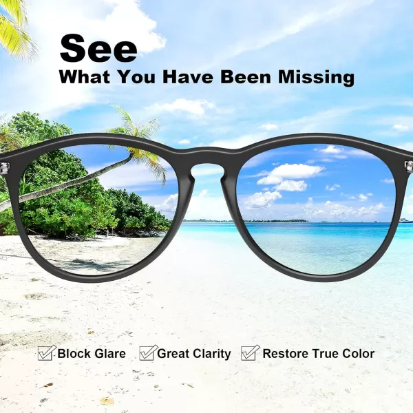 CARFIA Trendy Sunglasses for Women Polarized UV Protection Classic Retro Style CA51003 Grey Lens Black Frame