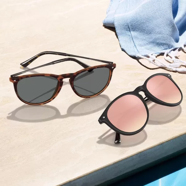 CARFIA Trendy Sunglasses for Women Polarized UV Protection Classic Retro Style CA51003 Grey Lens Tortoise Frame