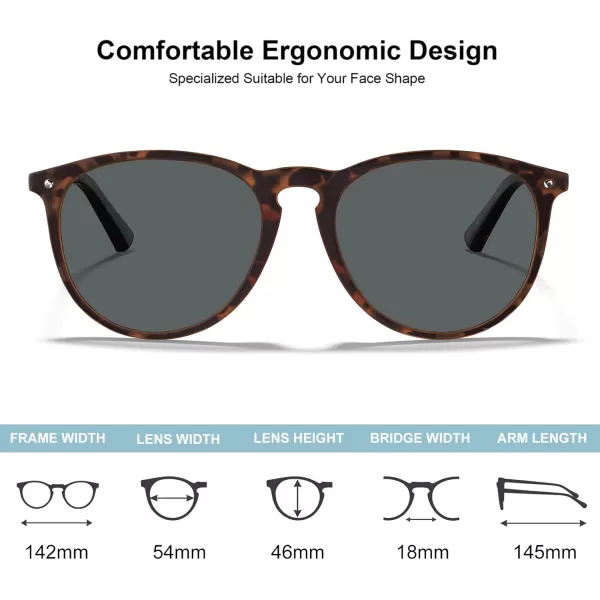 CARFIA Trendy Sunglasses for Women Polarized UV Protection Classic Retro Style CA51003 Grey Lens Tortoise Frame