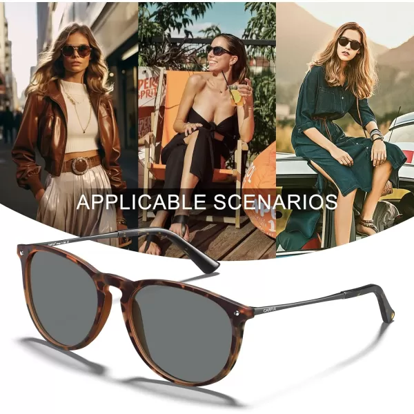 CARFIA Trendy Sunglasses for Women Polarized UV Protection Classic Retro Style CA51003 Grey Lens Tortoise Frame