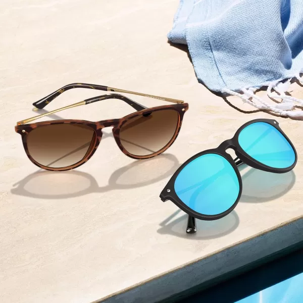 CARFIA Trendy Sunglasses for Women Polarized UV Protection Classic Retro Style CA51004 Ice Blue Mirror