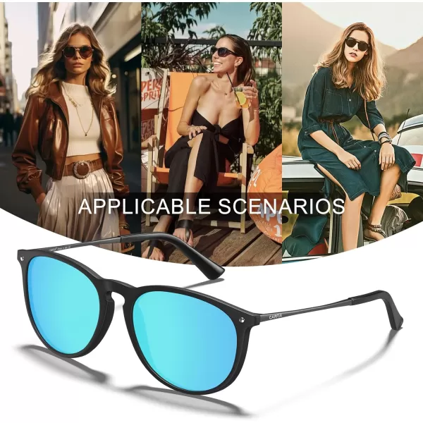 CARFIA Trendy Sunglasses for Women Polarized UV Protection Classic Retro Style CA51004 Ice Blue Mirror
