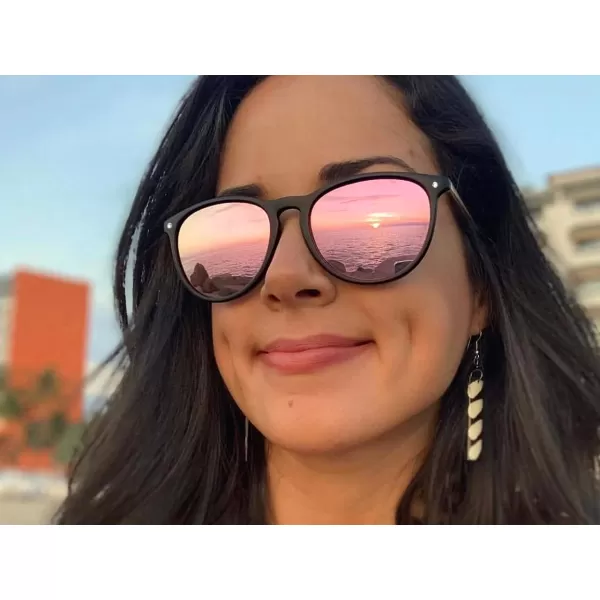 CARFIA Trendy Sunglasses for Women Polarized UV Protection Classic Retro Style CA51004 Pink Mirror