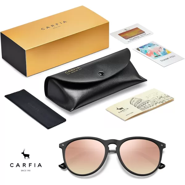 CARFIA Trendy Sunglasses for Women Polarized UV Protection Classic Retro Style CA51004 Pink Mirror