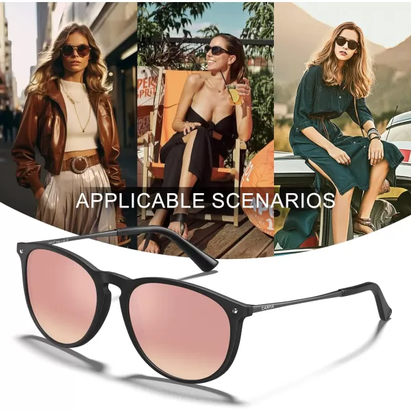 CARFIA Trendy Sunglasses for Women Polarized UV Protection Classic Retro Style CA51004 Pink Mirror