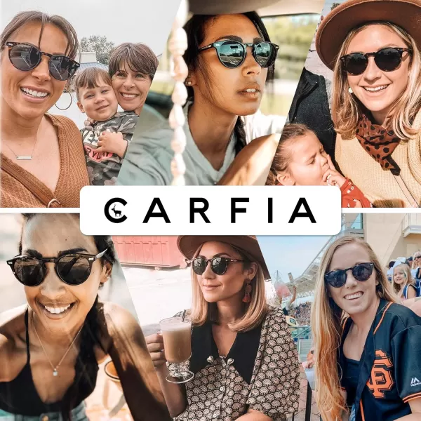 CARFIA Vintage Round Acetate Polarized Sunglasses for Women UV Protection CA52881 Grey Lens Tortoise Frame