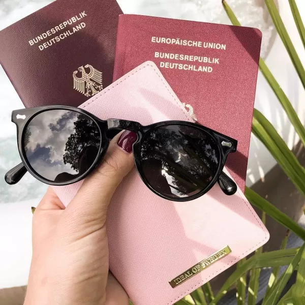 CARFIA Vintage Round Acetate Polarized Sunglasses for Women UV Protection CA52883 Grey Lens Black Frame
