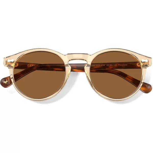 CARFIA Vintage Round Acetate Polarized Sunglasses for Women UV Protection CA52886 Brown Lens Brown Frame