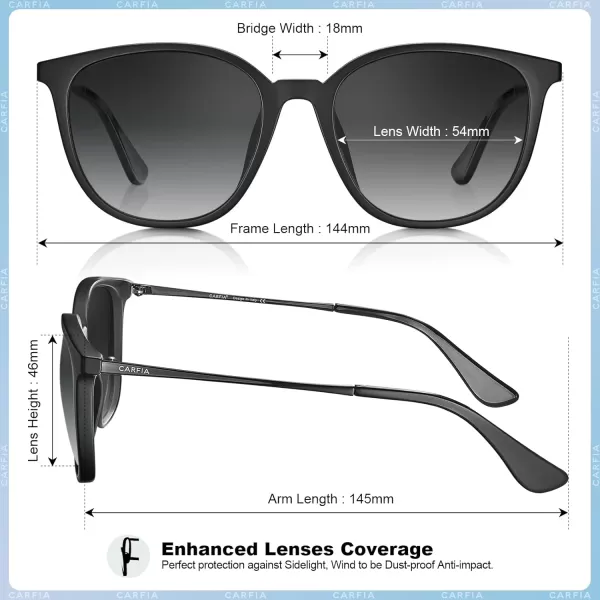 CARFIA Vintage Round Sunglasses for Women Men Retro Style Driving shadesMatte Black Frame Gradient Grey Lens