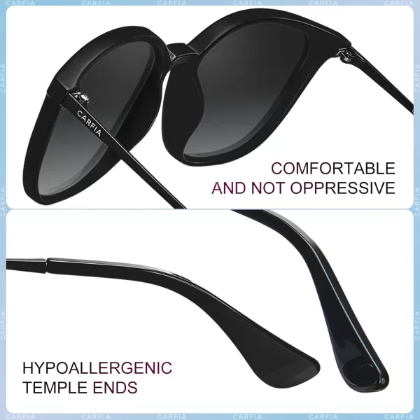 CARFIA Vintage Round Sunglasses for Women Men Retro Style Driving shadesMatte Black Frame Gradient Grey Lens