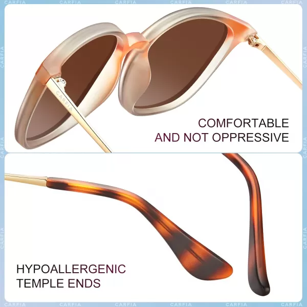 CARFIA Vintage Round Sunglasses for Women Men Retro Style Driving shadesMatte Orange Frame Gradient Brown Lens