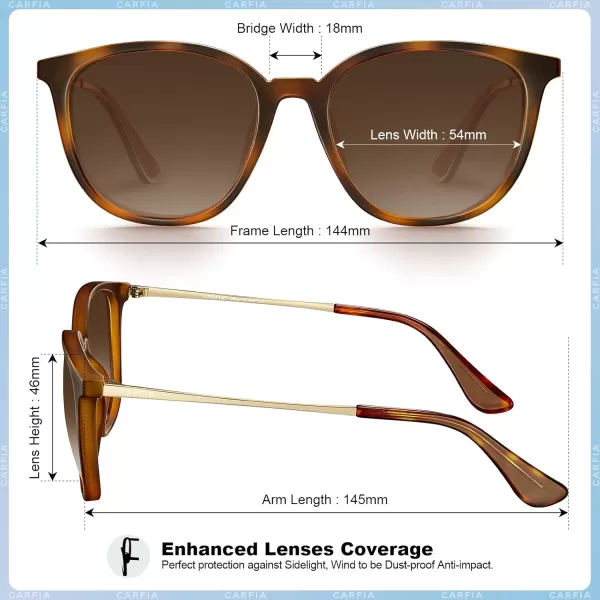 CARFIA Vintage Round Sunglasses for Women Men Retro Style Driving shadesMatte Tortoise Frame Gradient Brown Lens