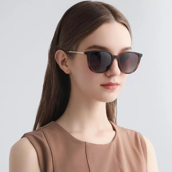 CARFIA Vintage Round Sunglasses for Women Men Retro Style Driving shadesMatte Tortoise Frame Gradient Brown Lens