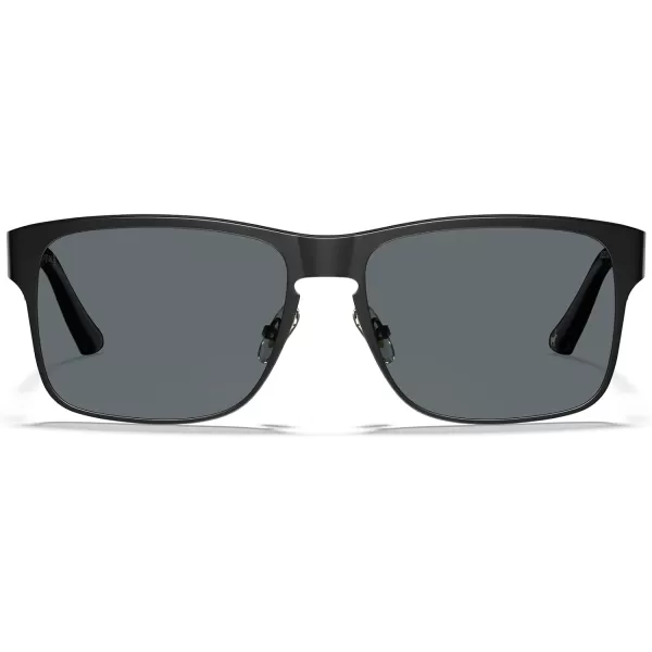 CARFIA Wide Spring Flexible Mens Sunglasses Polarized UV400 Classic Driving Metal Glasses CA5229Matte Black Frame Grey Lens