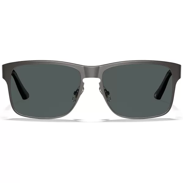 CARFIA Wide Spring Flexible Mens Sunglasses Polarized UV400 Classic Driving Metal Glasses CA5229Matte Gun Frame Grey Lens